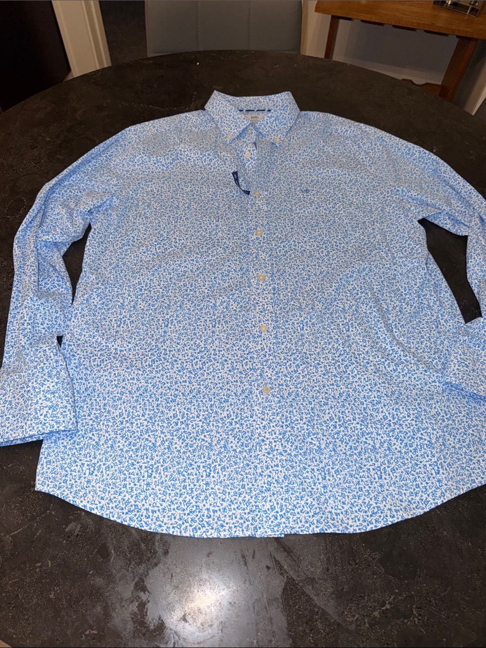 Southern Tide Blue Micro Floral Button-Down Shirt